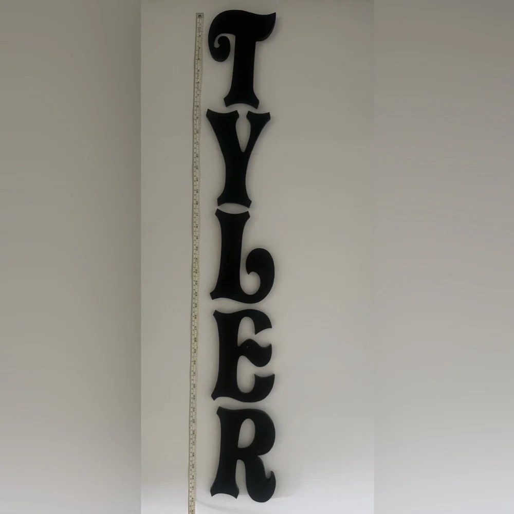 Wood wall letters home decor name sign black, 7.5”